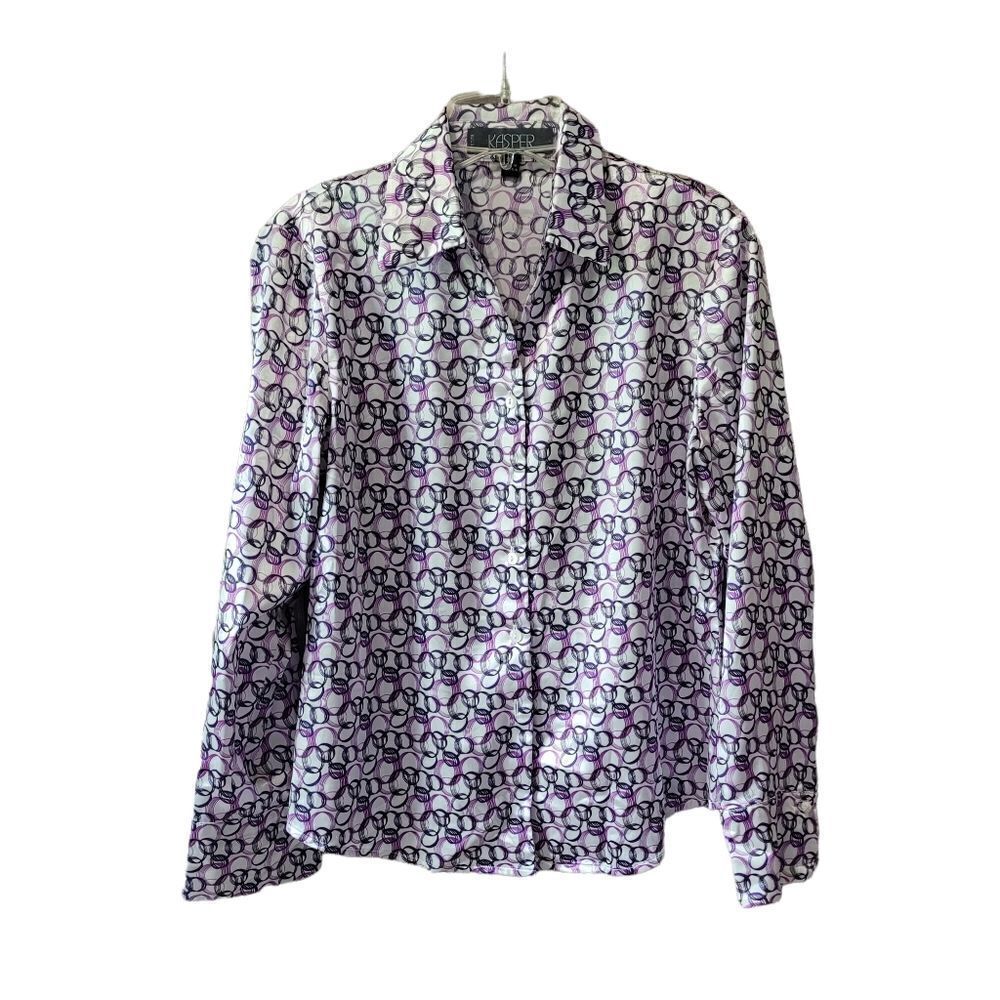 Retro print button down blouse
